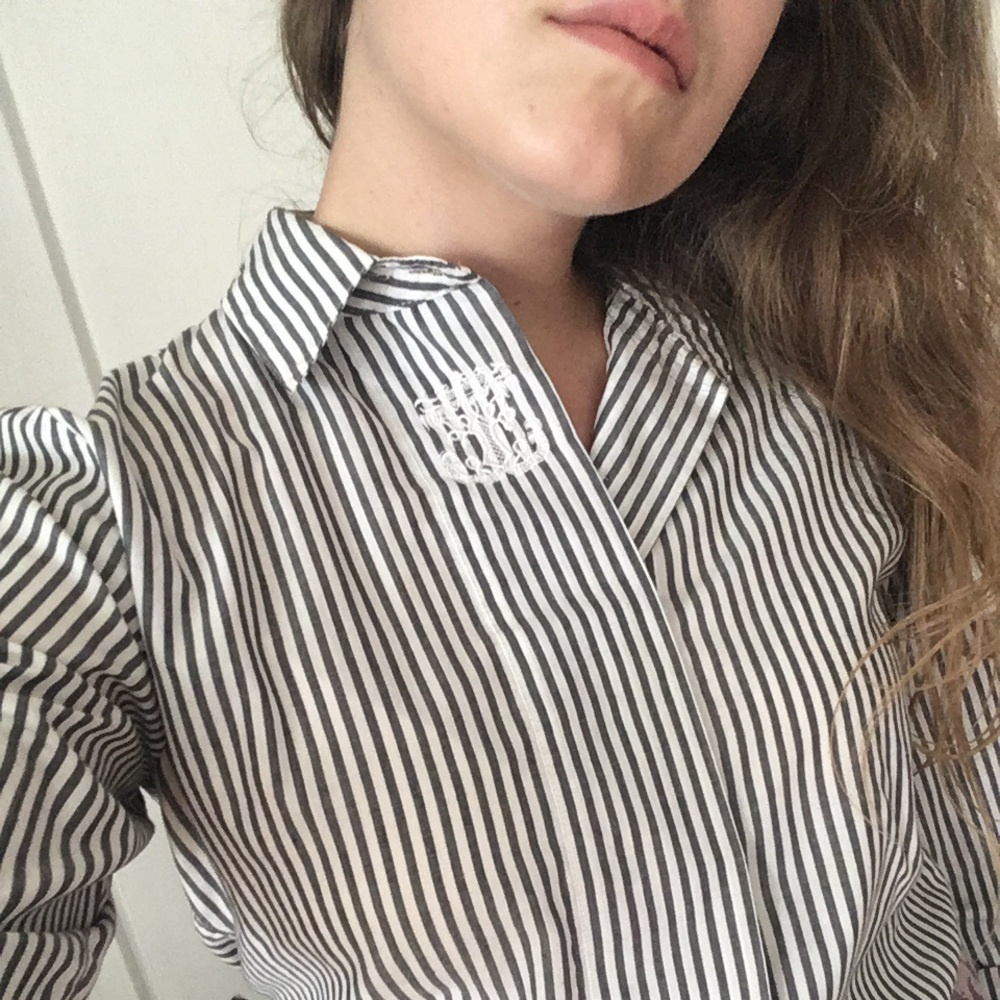 Vintage black and white stripes button up